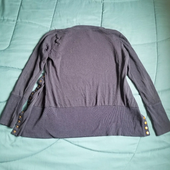 Color Story Navy Button Up Blouse - Picture 3 of 4